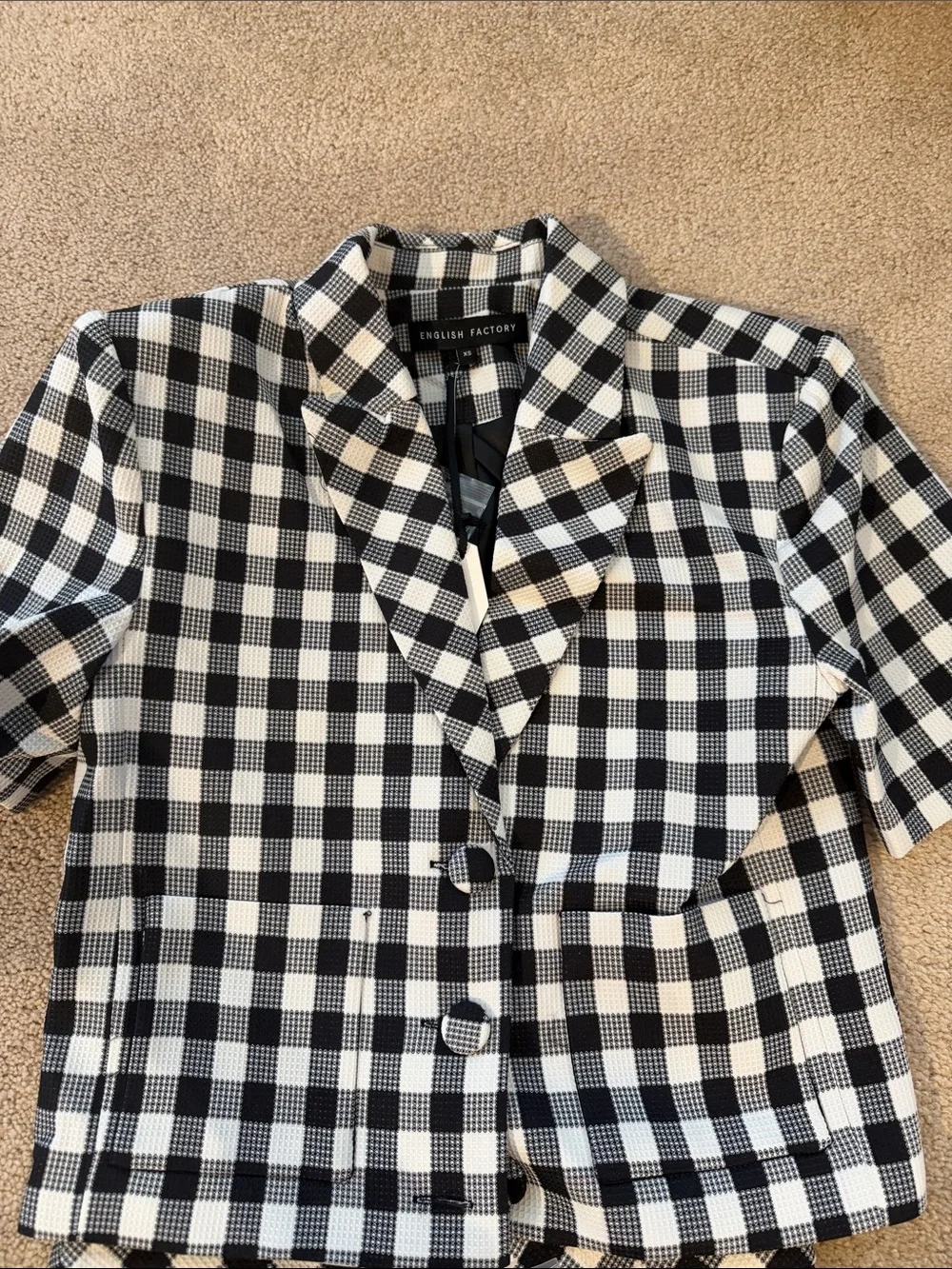 English Factory Black & White Gingham Short Set